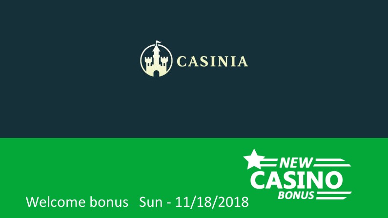 Casinia Casino bonus, 100% up to 500€ in bonus + 200 bonus spins (20 per day for 10 days), 1st deposit bonus