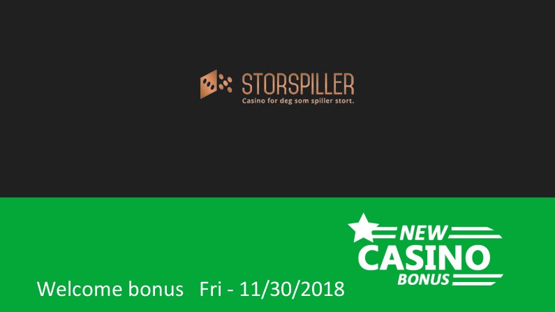 Latest Storspiller Casino promotion 100% up to 10000kr in bonus, 1st deposit bonus